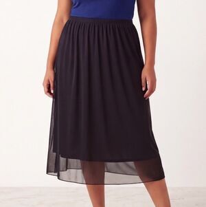 Kathy Ireland Plus Brand Black Elastic Waist Skirt Plus Size2X Lined